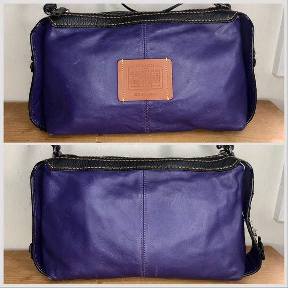 Coach 1941 Tooled Tea Rose Bandit Hobo 39 Bag Black/Purple - Picture 8 of 12